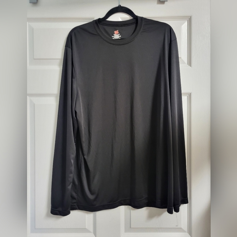 Hanes Mens Cool-Dri Black Long Sleeve Tee Size XL